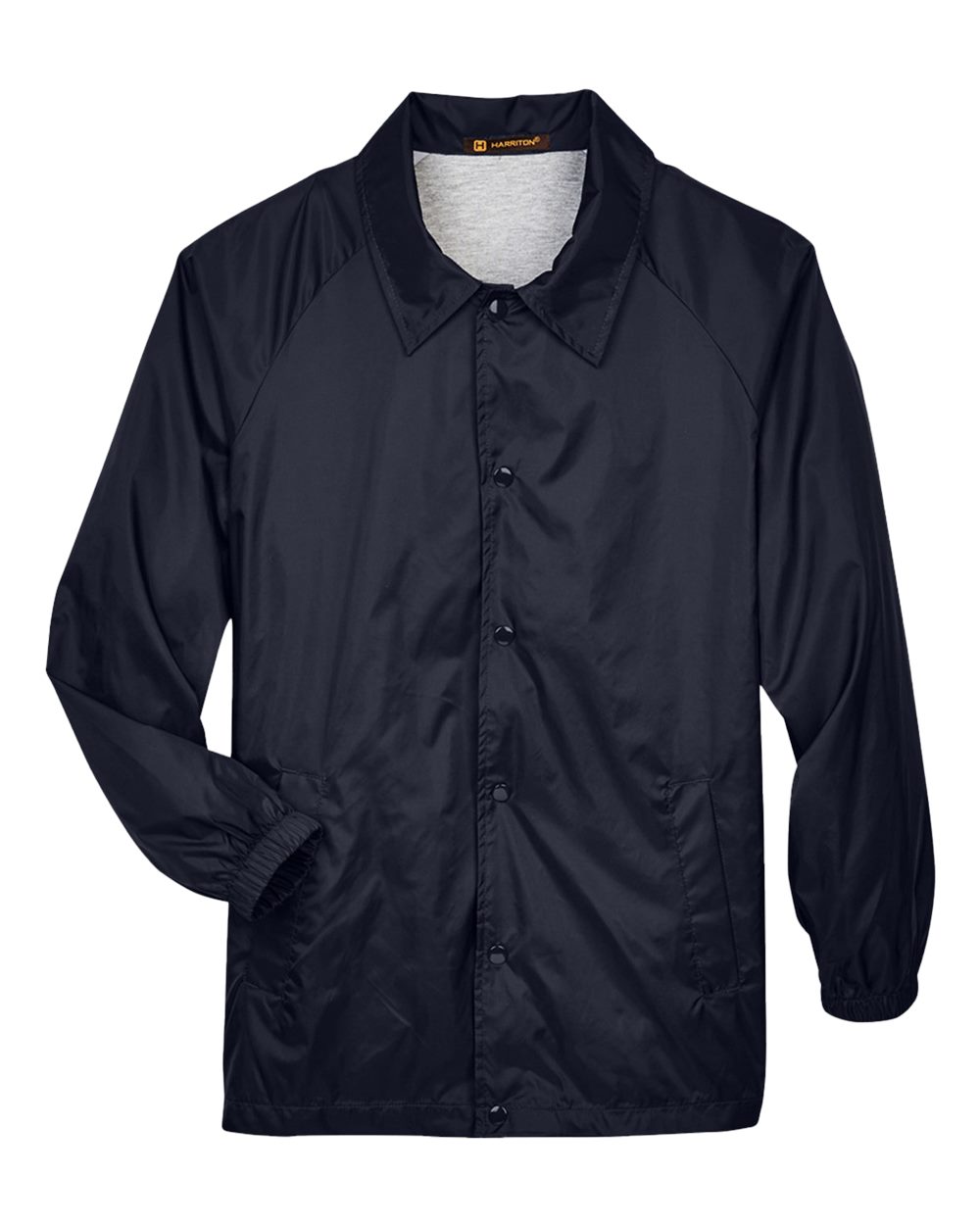 Front View of Navy Unisex Nylon Staff Jacket - M775
