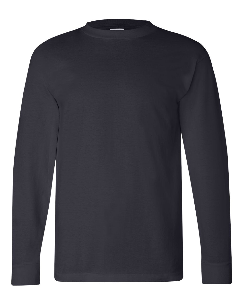 Front View of Navy USA-Made Long Sleeve T-Shirt - 6100