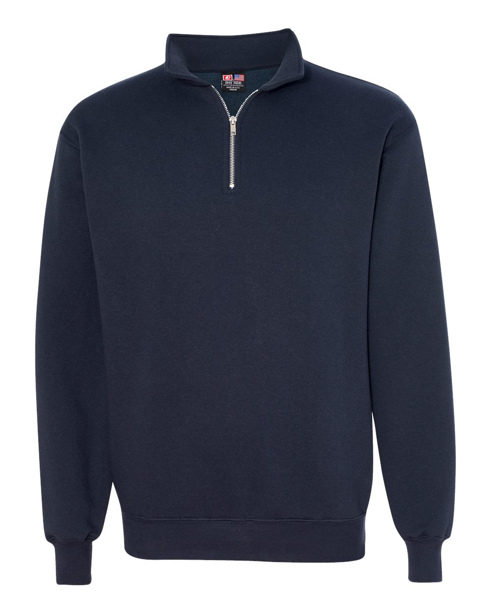 Front View of Navy USA-Made Quarter-Zip Pullover Sweatshirt - 920