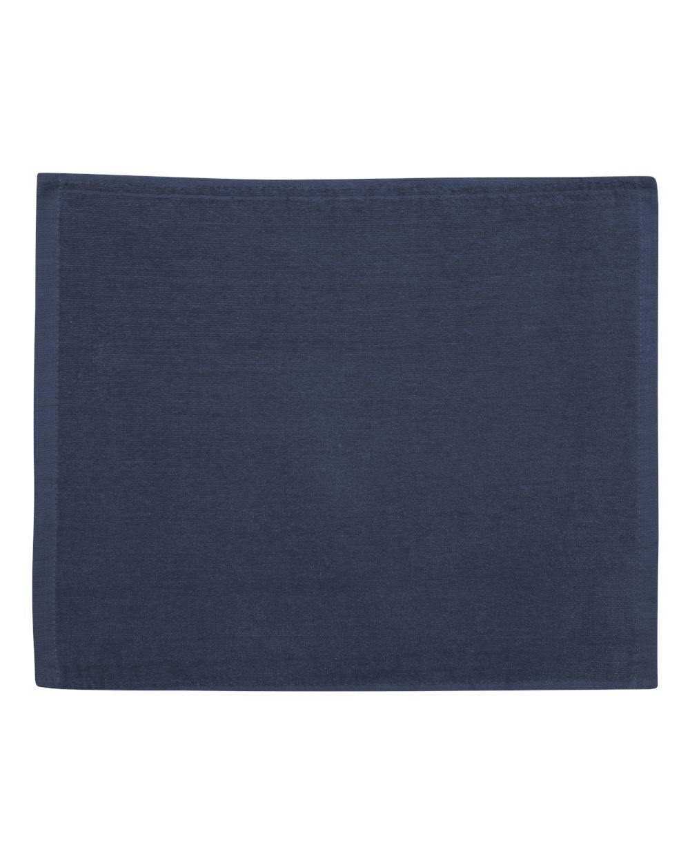 Front View of Navy Velour Hemmed Towel - C1518