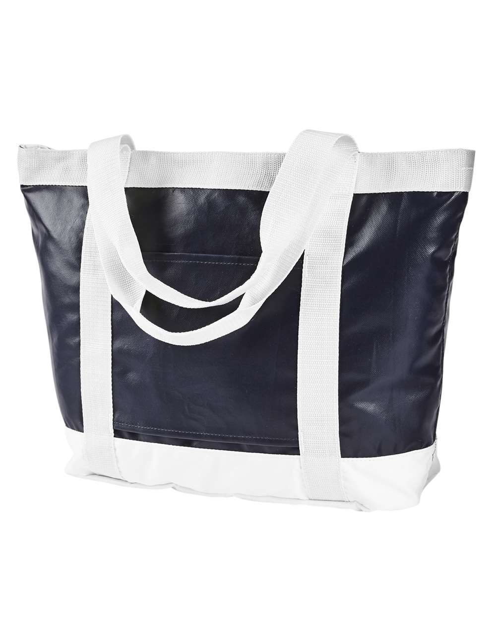 Front View of Navy/ White All-Weather Tote - BE254