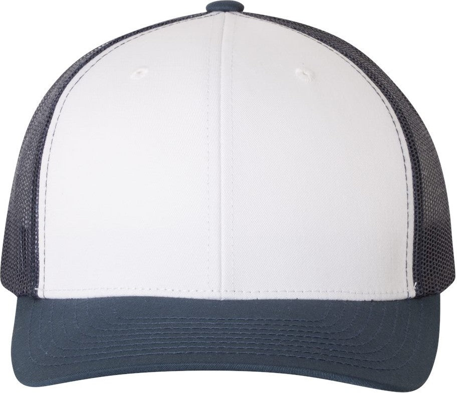 Front View of Navy/ White/ Navy Retro Trucker Cap - 6606