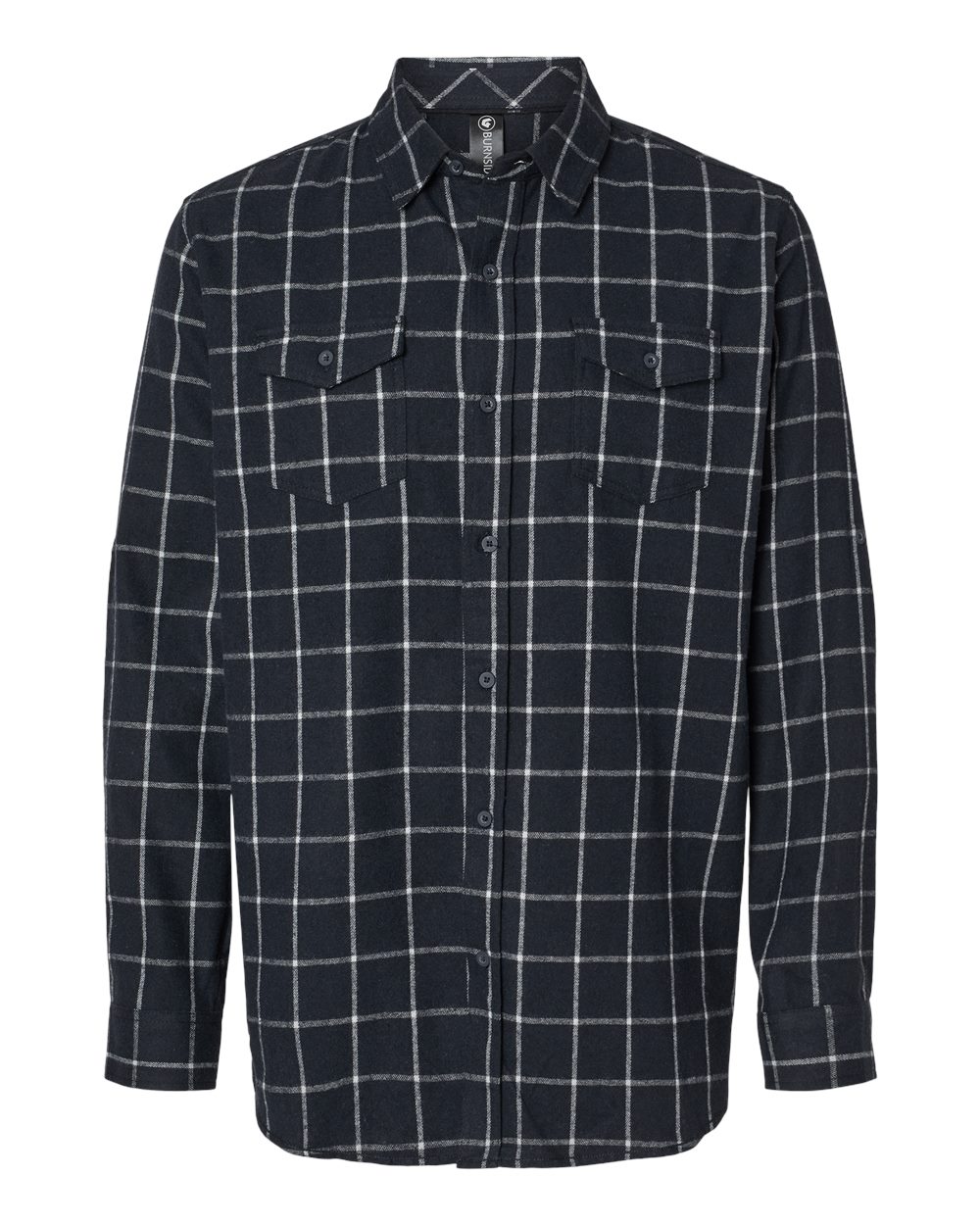 Front View of Navy/ White Yarn-Dyed Flannel Shirt - 8210