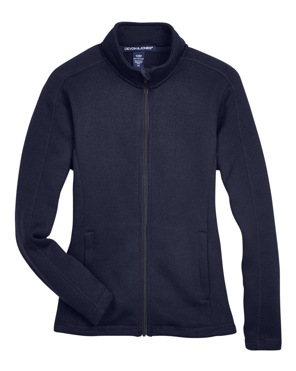 Front View of Navy Women's Bristol Full-Zip Sweater Fleece Jacket - DG793W