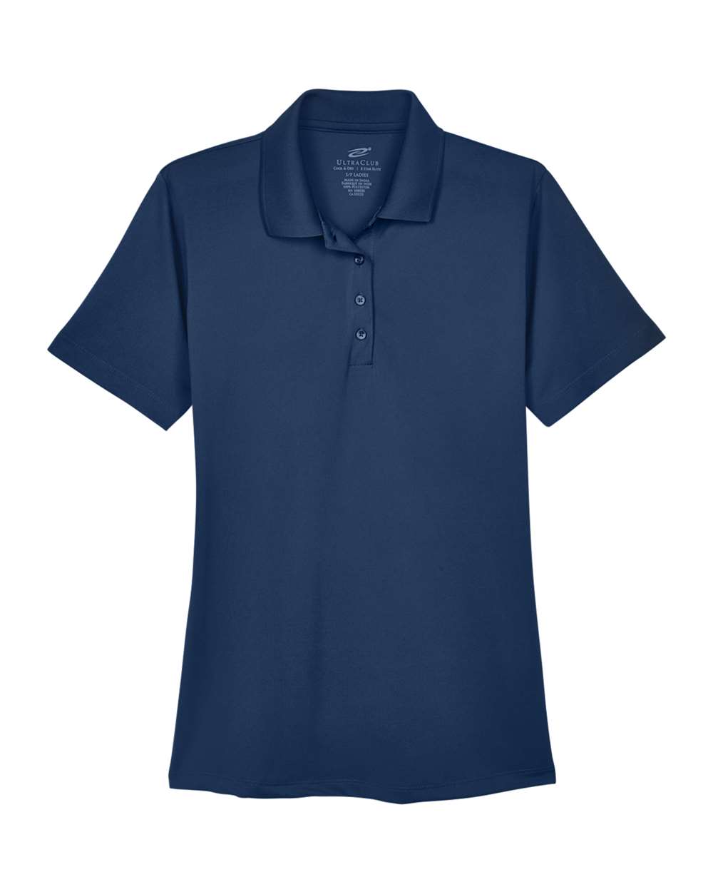 Front View of Navy Women's Cool & Dry 8-Star Elite Performance Interlock Polo - 8610L