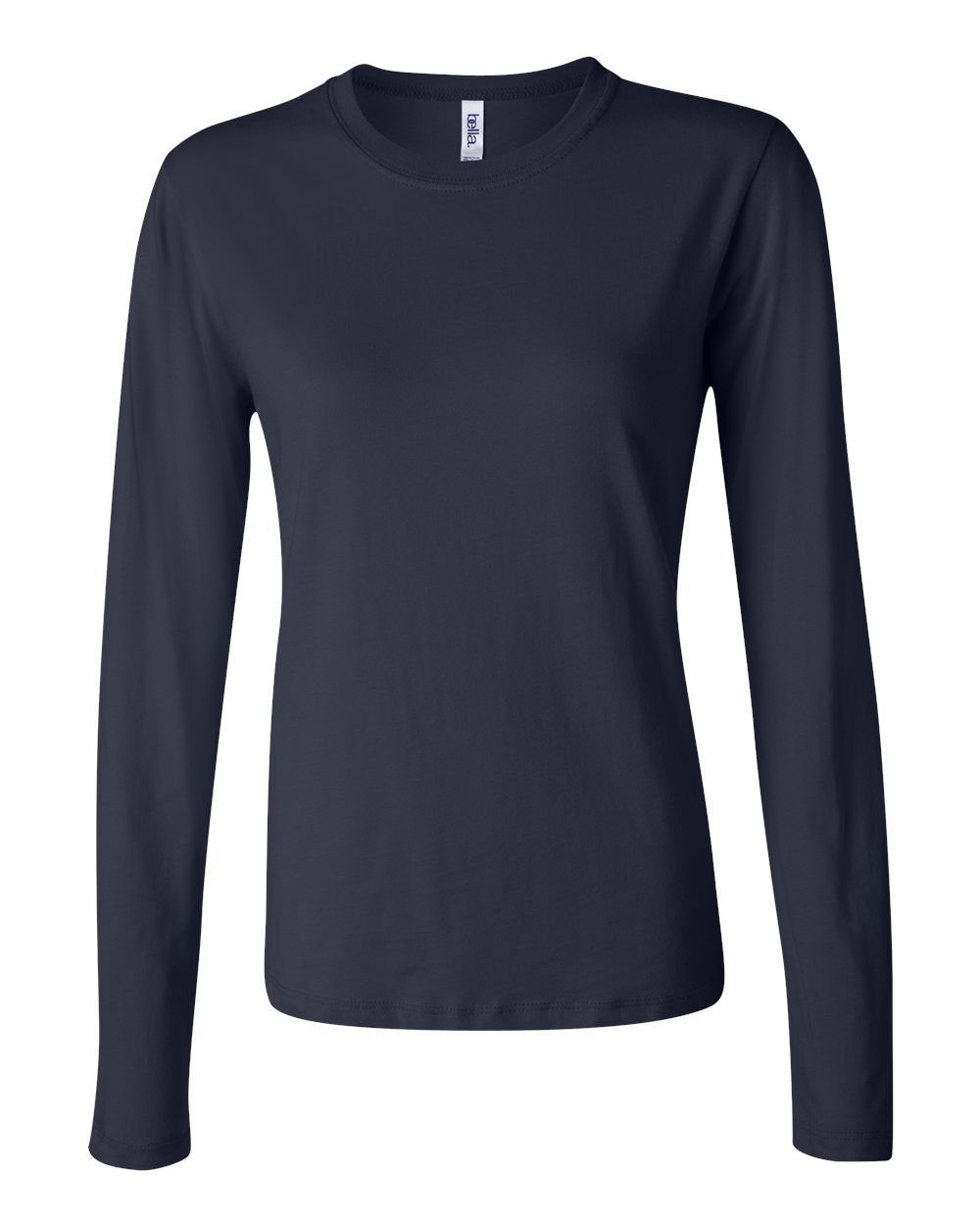 Front View of Navy Women’s Jersey Long Sleeve Tee - 6500
