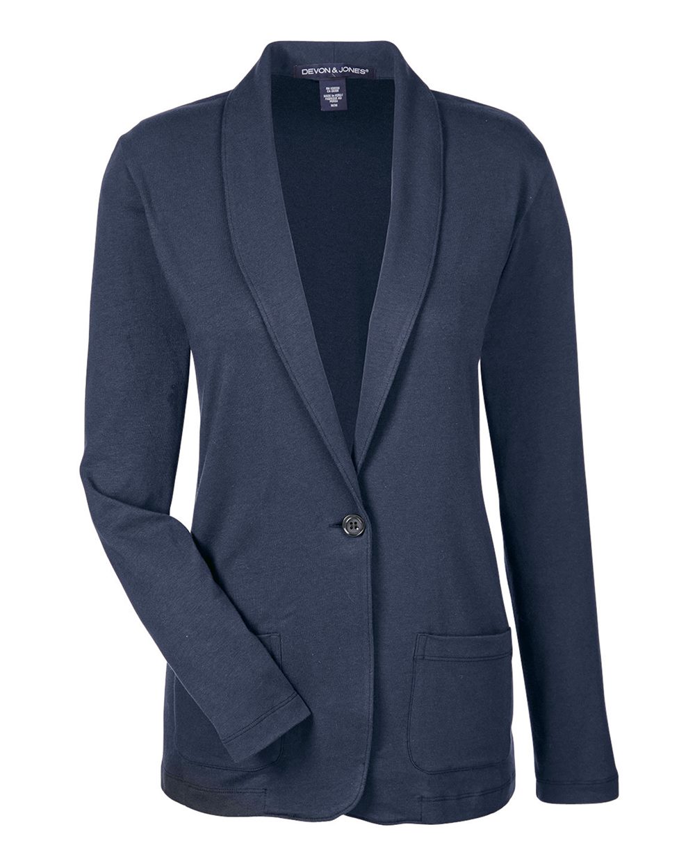 Front View of Navy Women's Perfect Fit™ Shawl Collar Cardigan - DP462W