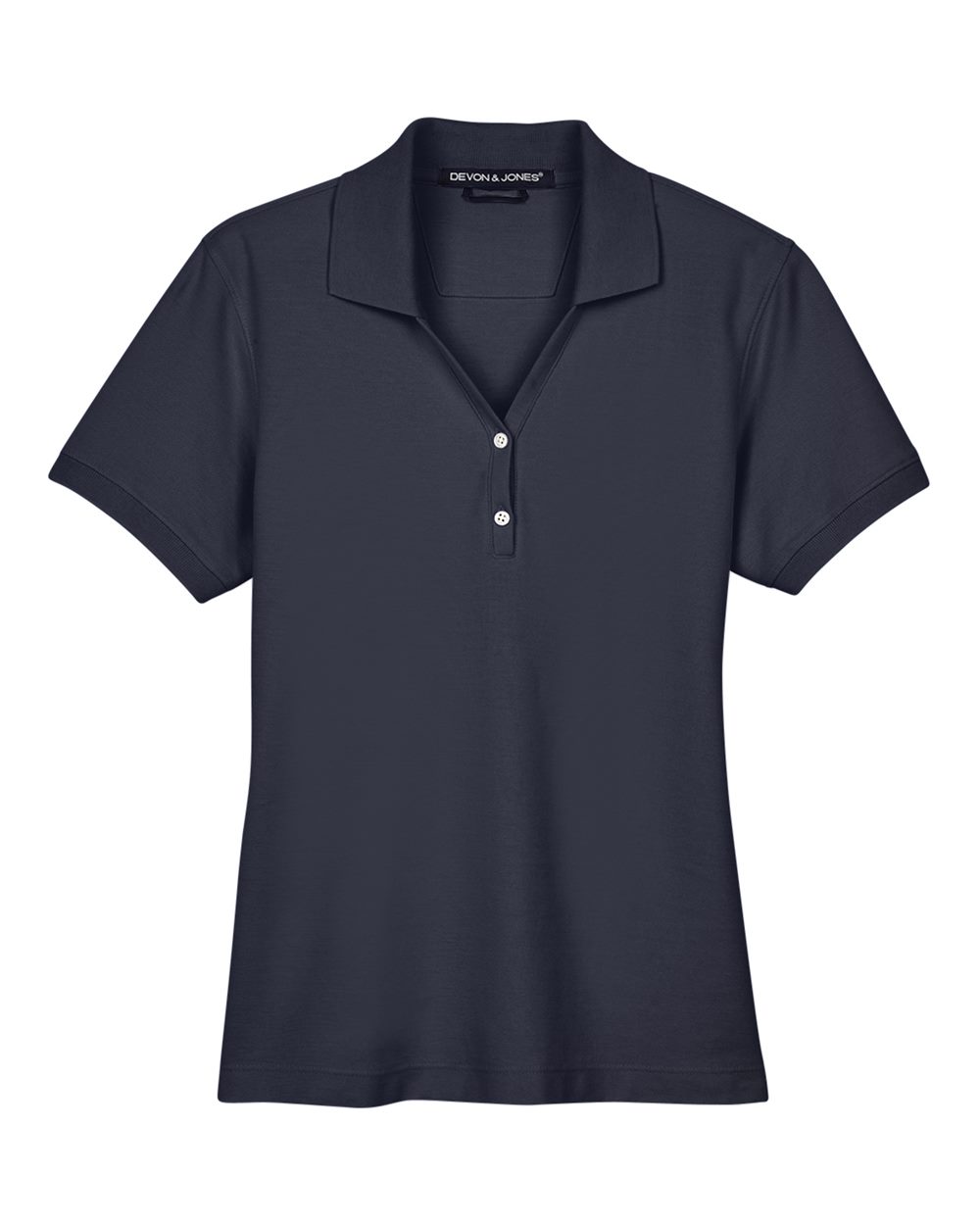 Front View of Navy Women's Pima Piqué Polo - D100W