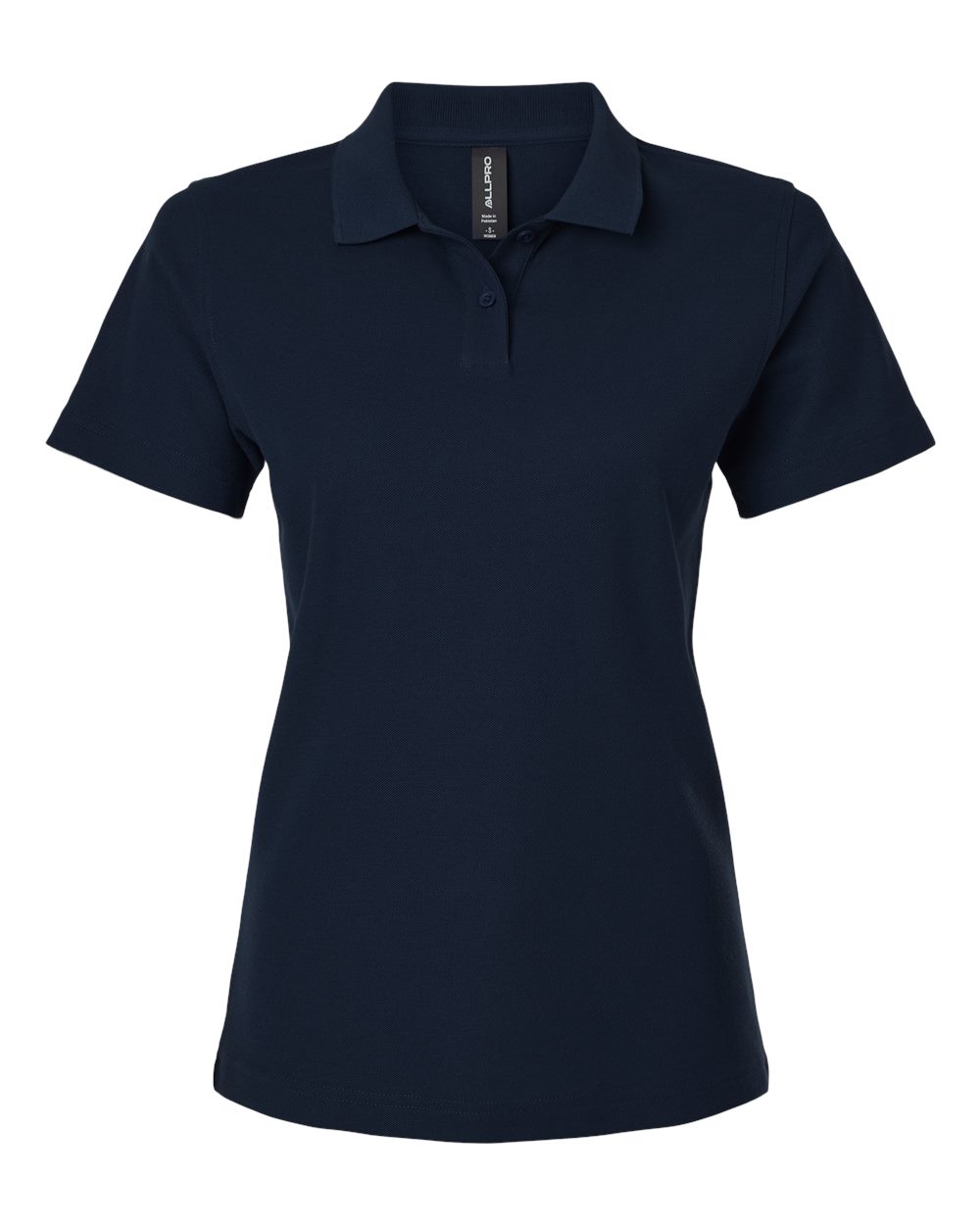Front View of Navy Women's Pique Polo - 62800L