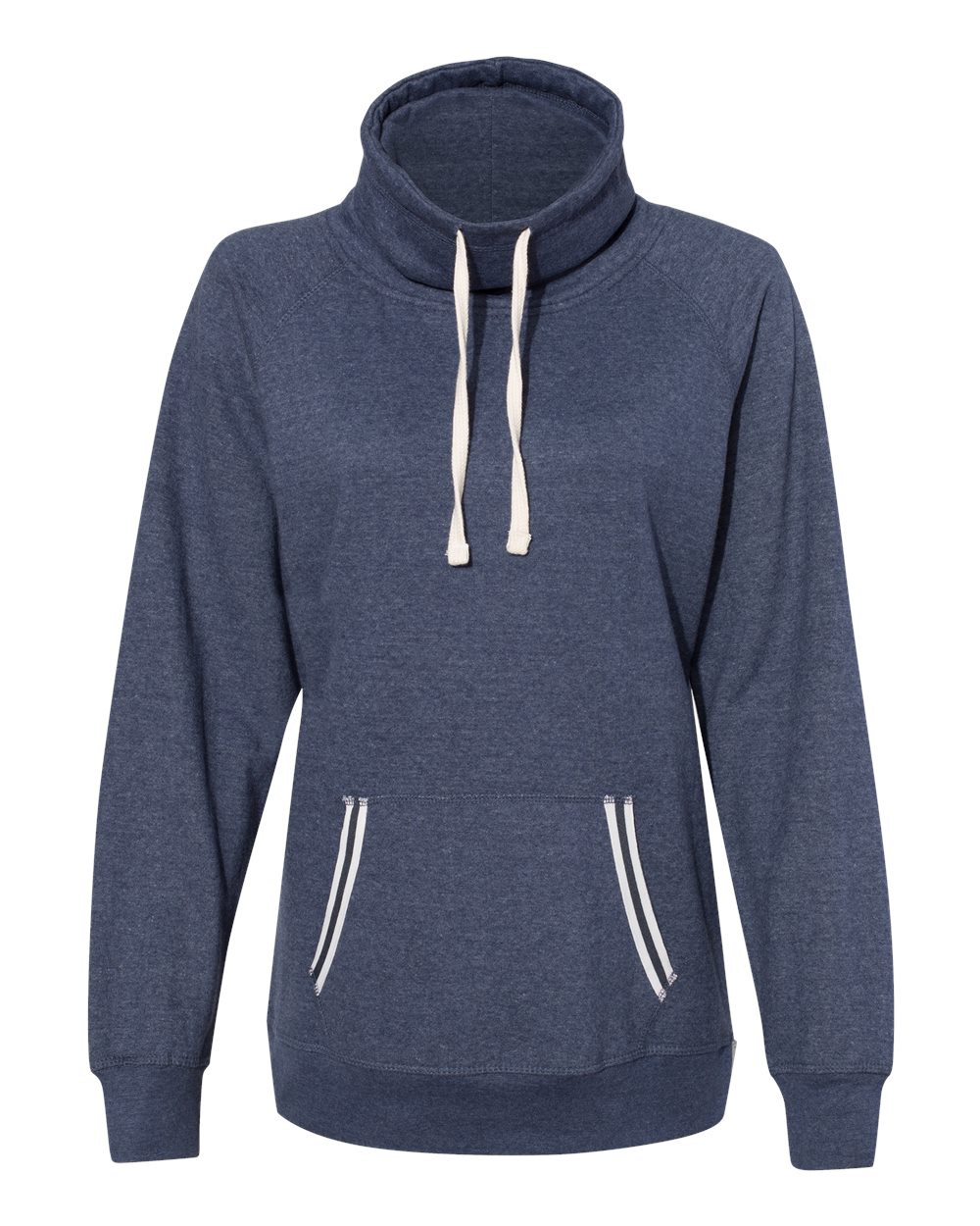 Front View of Navy Women’s Relay Cowl Neck Sweatshirt - 8653