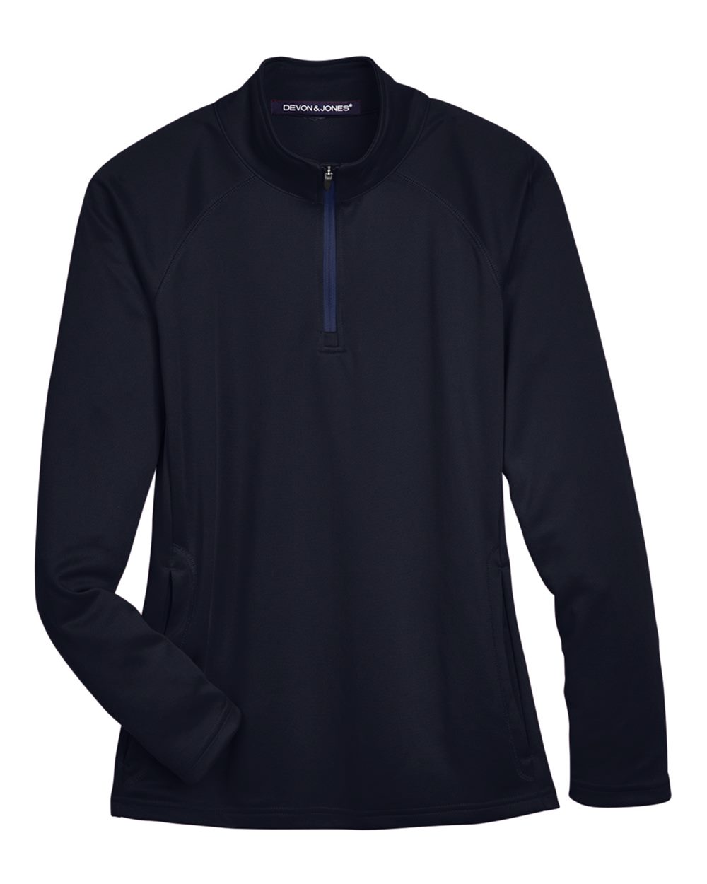 Front View of Navy Women's Stretch Tech-Shell® Compass Quarter-Zip Pullover - DG440W
