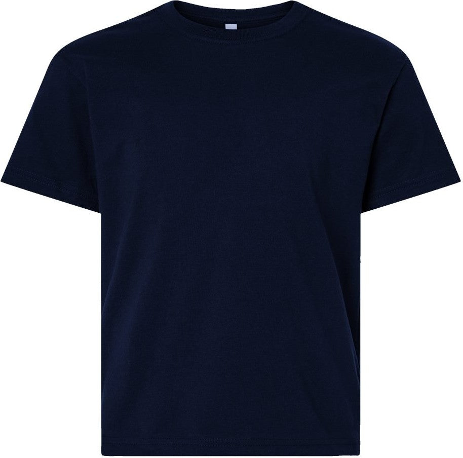 Front View of Navy Youth 6oz. Heavyweight Tee - 3010Y