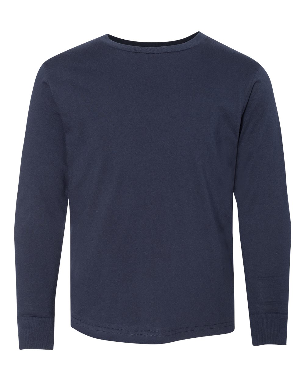 Front View of Navy Youth Fine Jersey Long Sleeve Tee - 6201