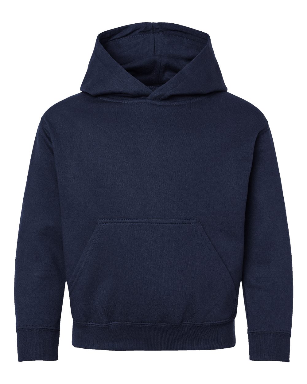 Front View of Navy Youth Fleece Hoodie - 2296