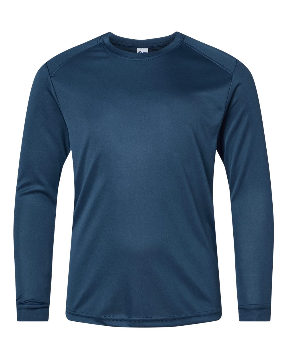 Front View of Navy Youth Long Islander Performance Long Sleeve T-Shirt - 218Y