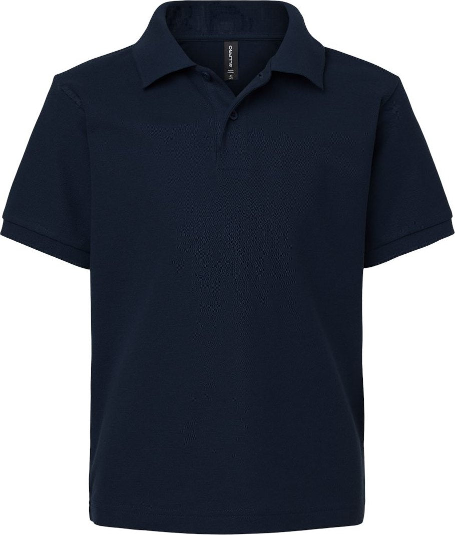 Front View of Navy Youth Pique Polo - 62800Y