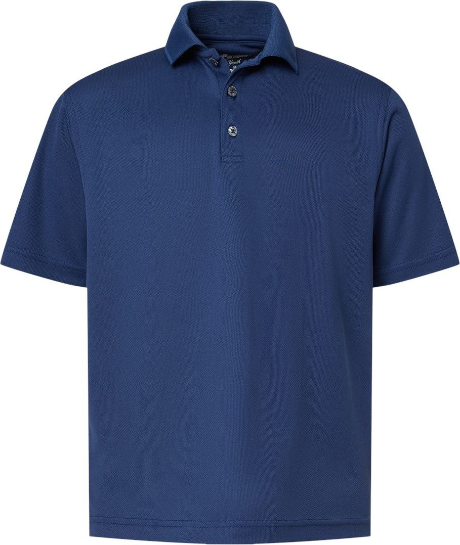 Front View of Navy Youth Saratoga Performance Mini Mesh Polo - 108Y
