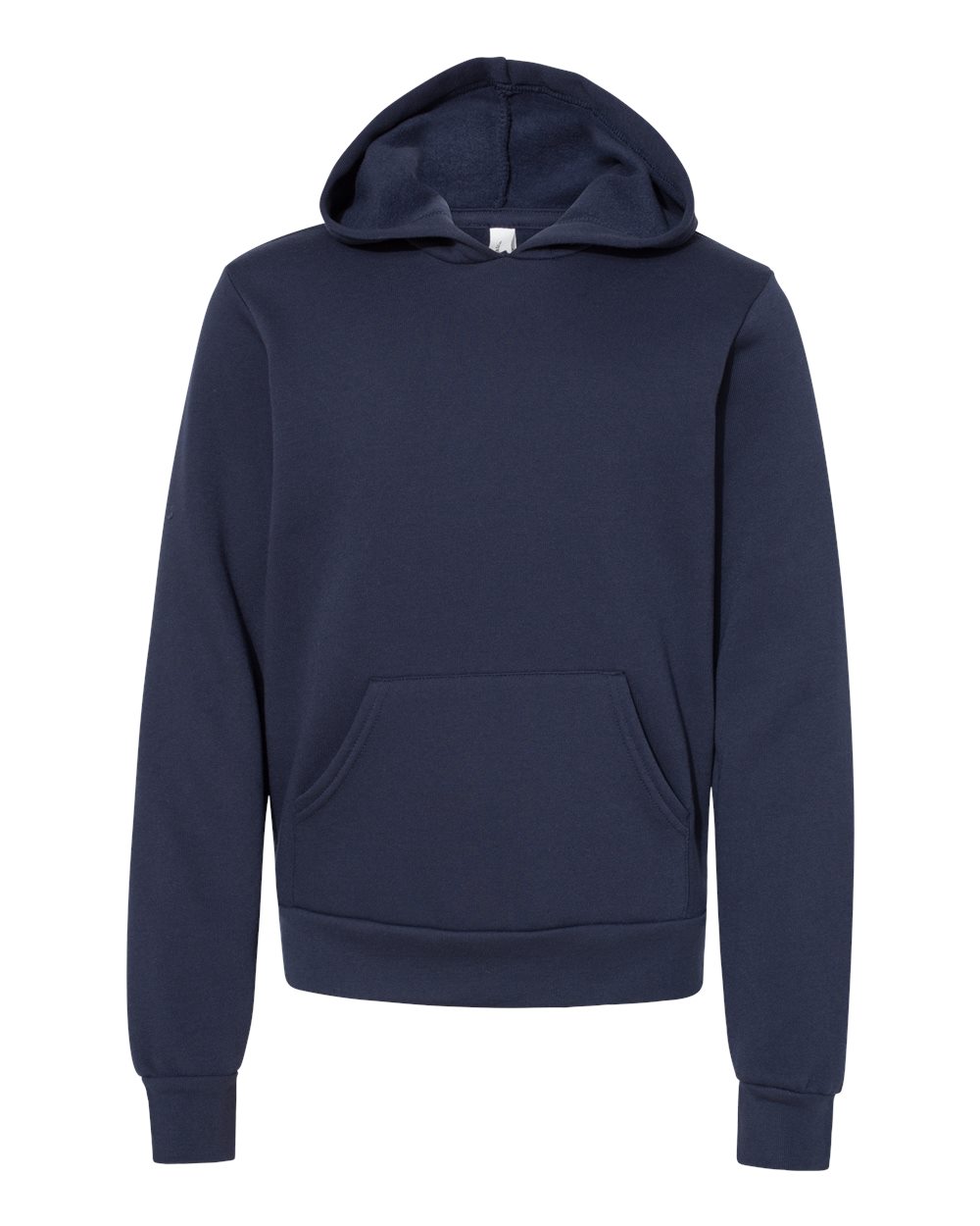 Front View of Navy Youth Sponge Fleece Hoodie - 3719Y