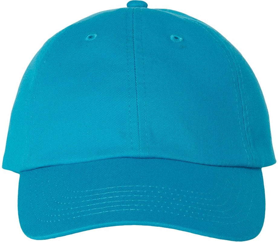 Front View of Neon Blue Bio-Washed Classic Dad Hat - VC300A
