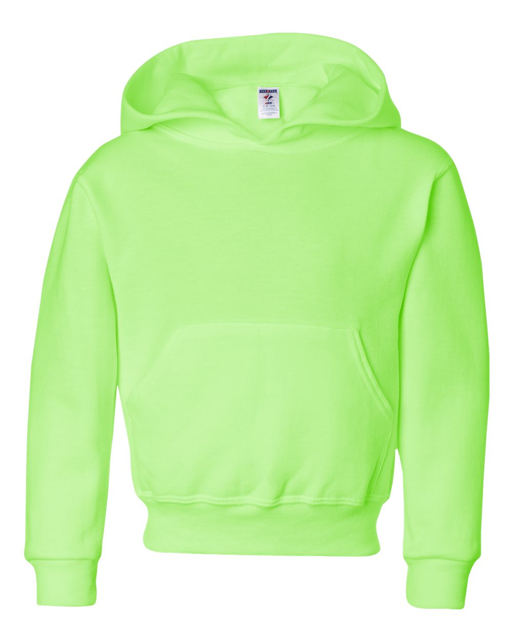 Front View of Neon Green NuBlend® Youth Hooded Sweatshirt - 996YR