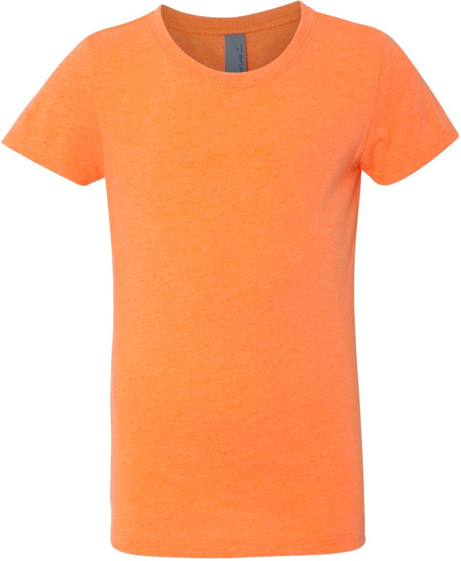 Front View of Neon Heather Orange Girls’ CVC Princess T-Shirt - 3712