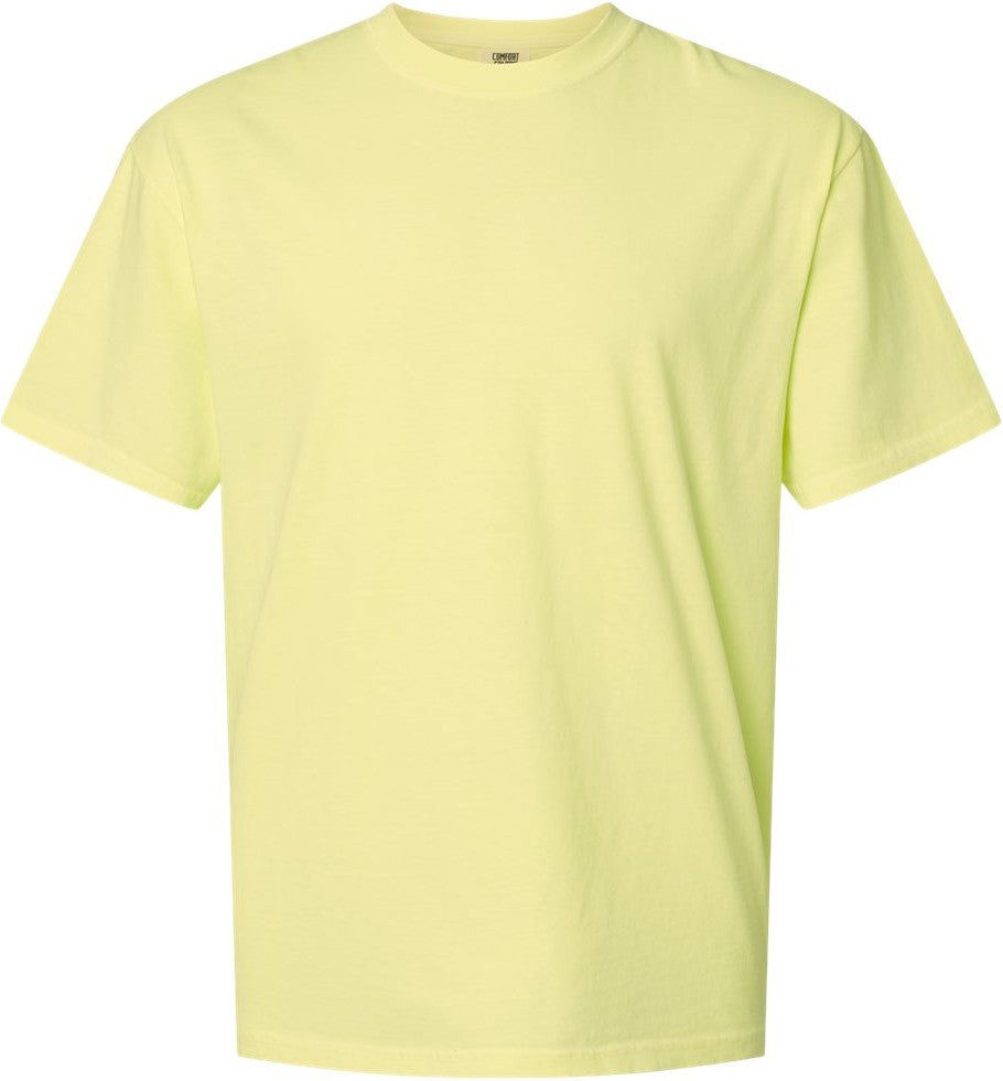 Front View of Neon Lemon Garment-Dyed Heavyweight T-Shirt - 1717