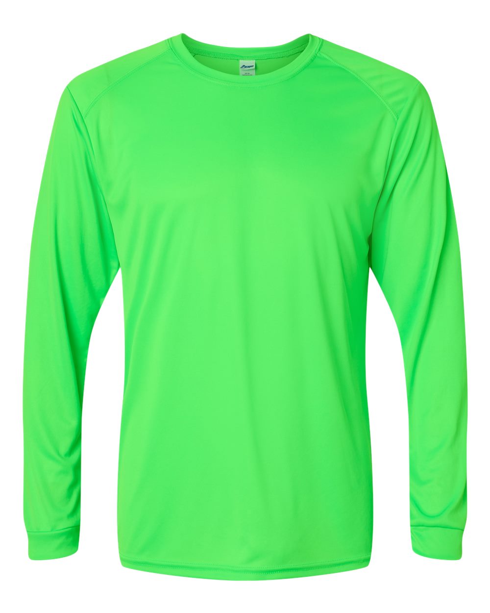 Front View of Neon Lime Long Islander Performance Long Sleeve T-Shirt - 210