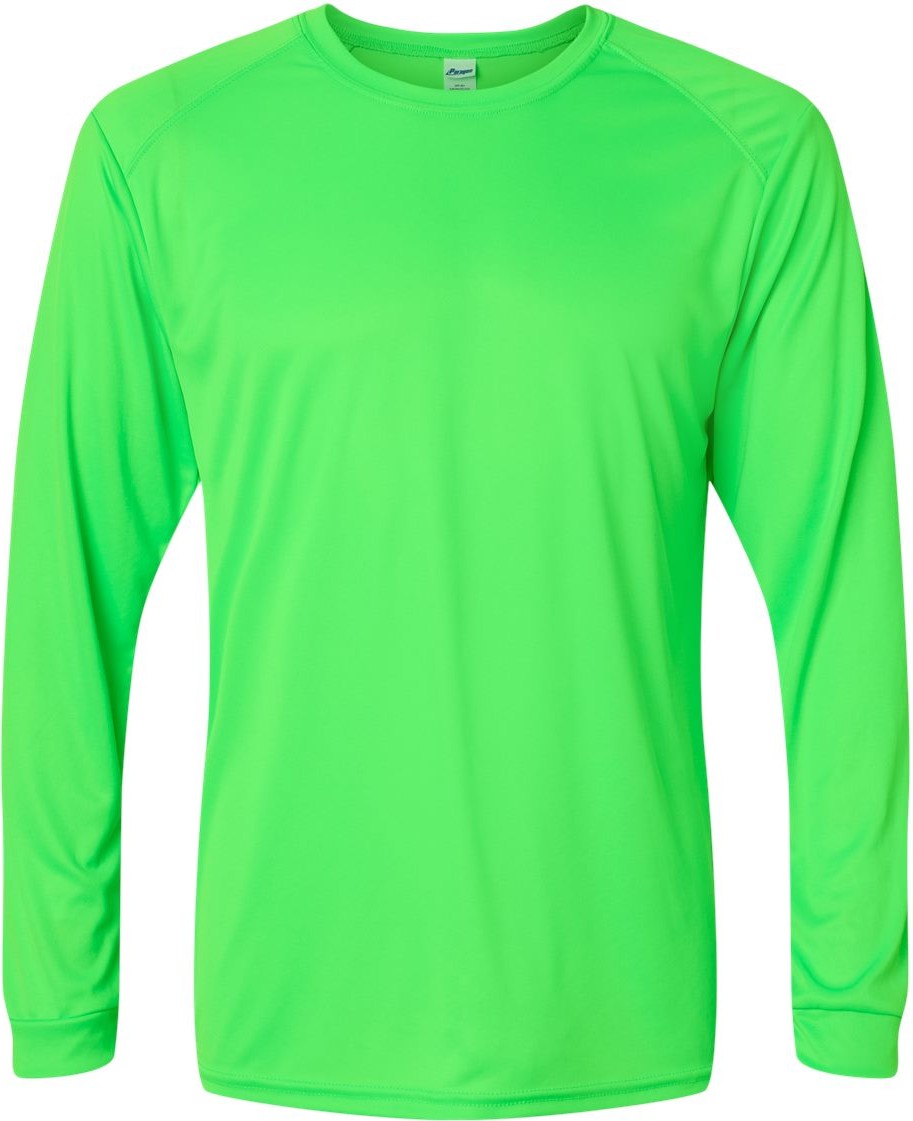 Front View of Neon Lime Long Islander Performance Long Sleeve T-Shirt - 210