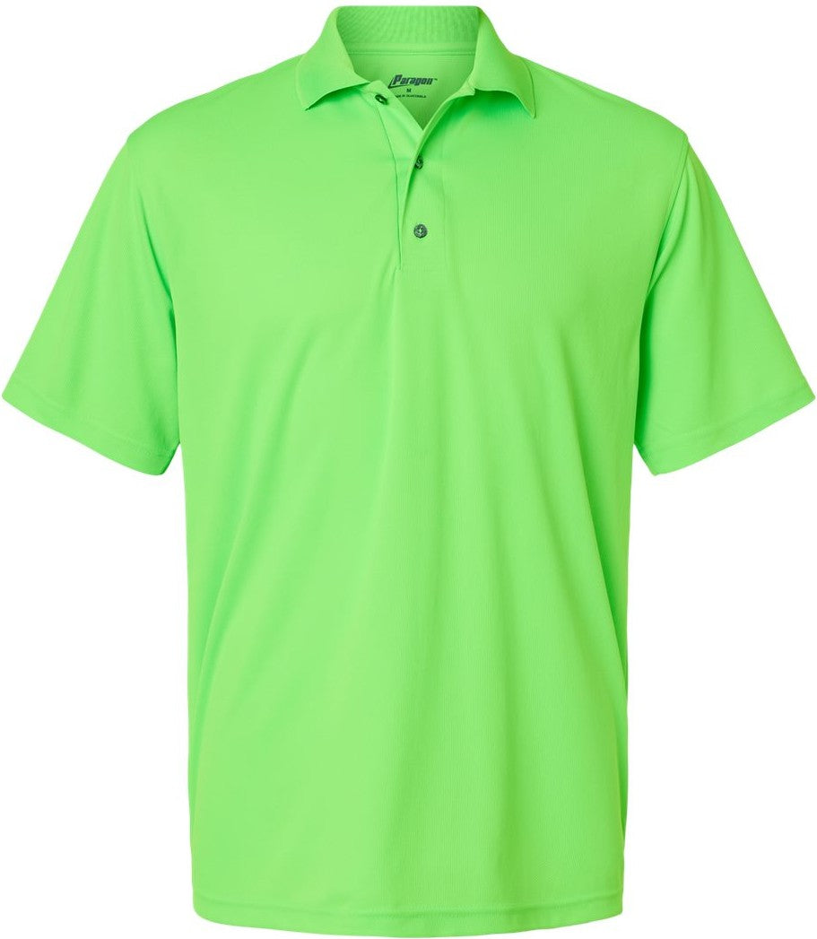 Front View of Neon Lime Saratoga Performance Mini Mesh Polo - 100