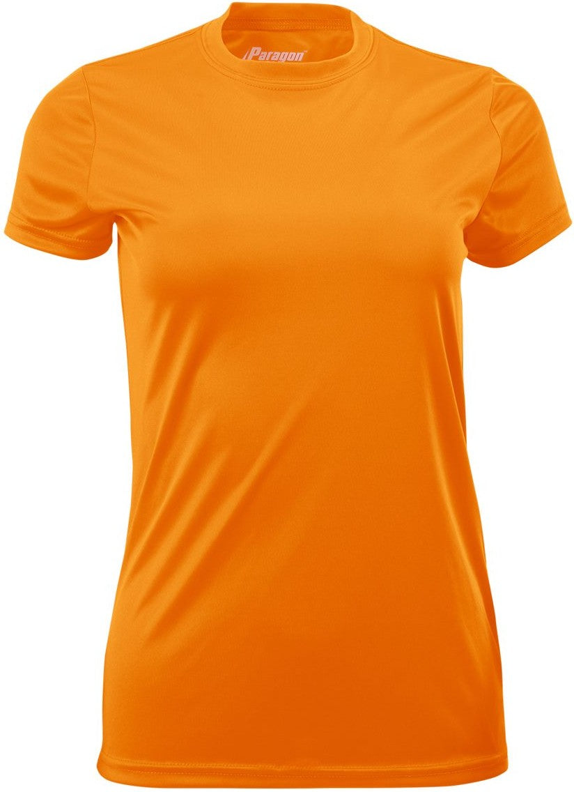 Front View of Neon Orange Women's Islander Performance T-Shirt - 204