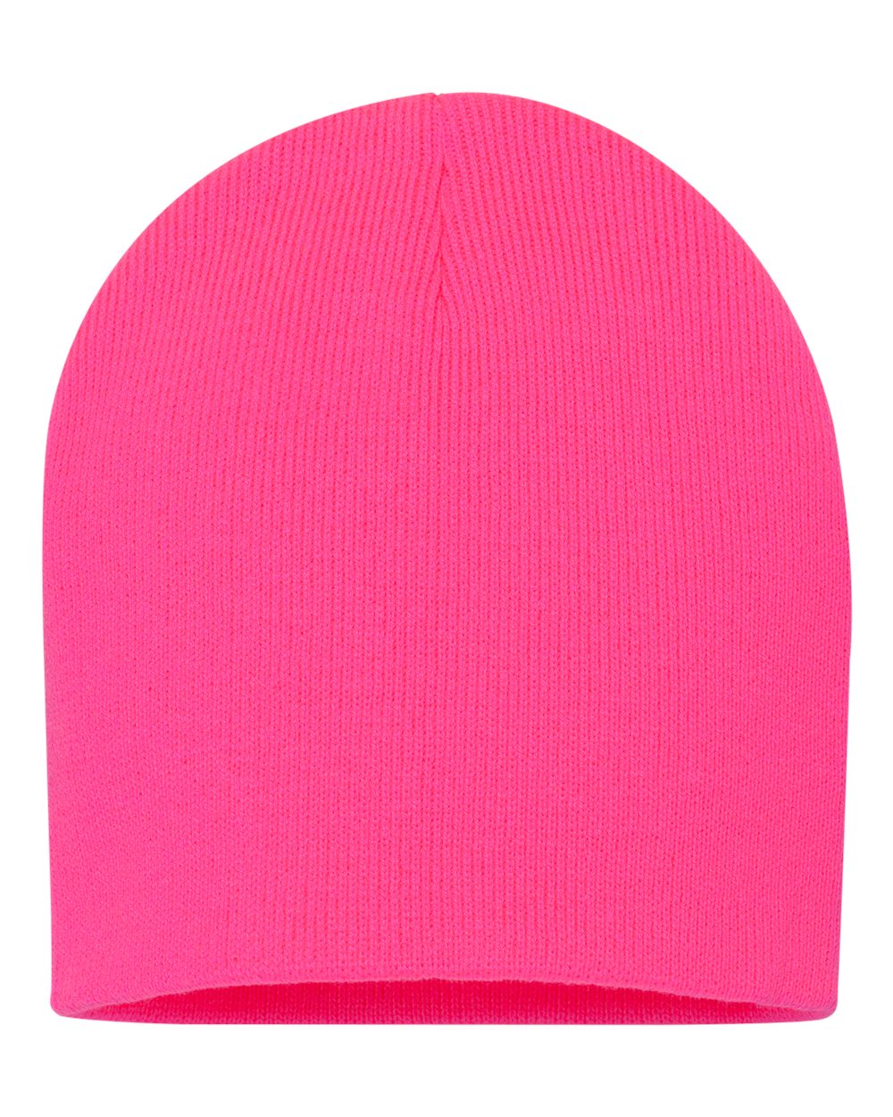 Front View of Neon Pink 8" Beanie - SP08