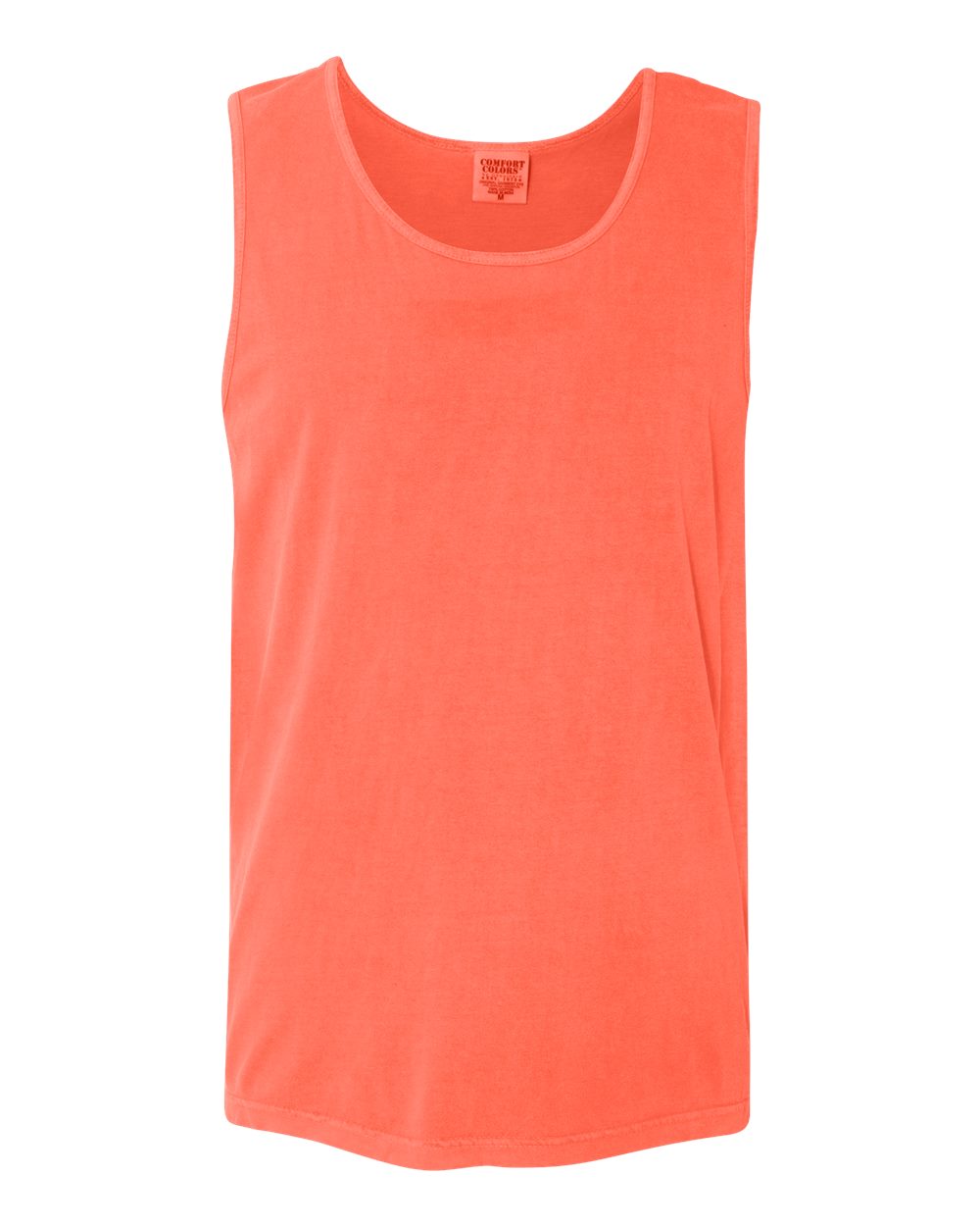 Front View of Neon Red Orange Garment-Dyed Heavyweight Tank Top - 9360