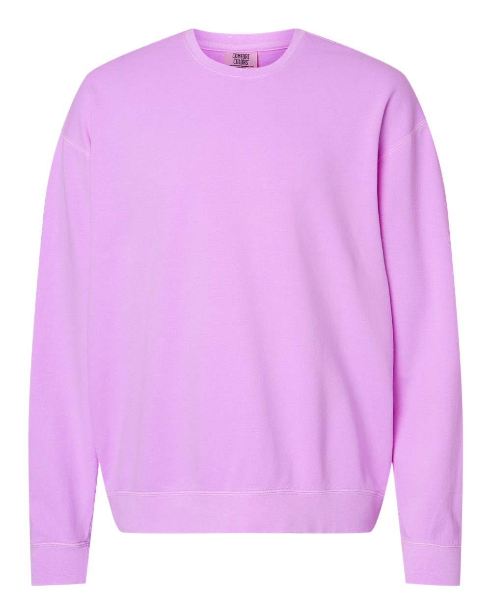 Front View of Neon Violet Garment-Dyed Lightweight Fleece Crewneck Sweatshirt - 1466