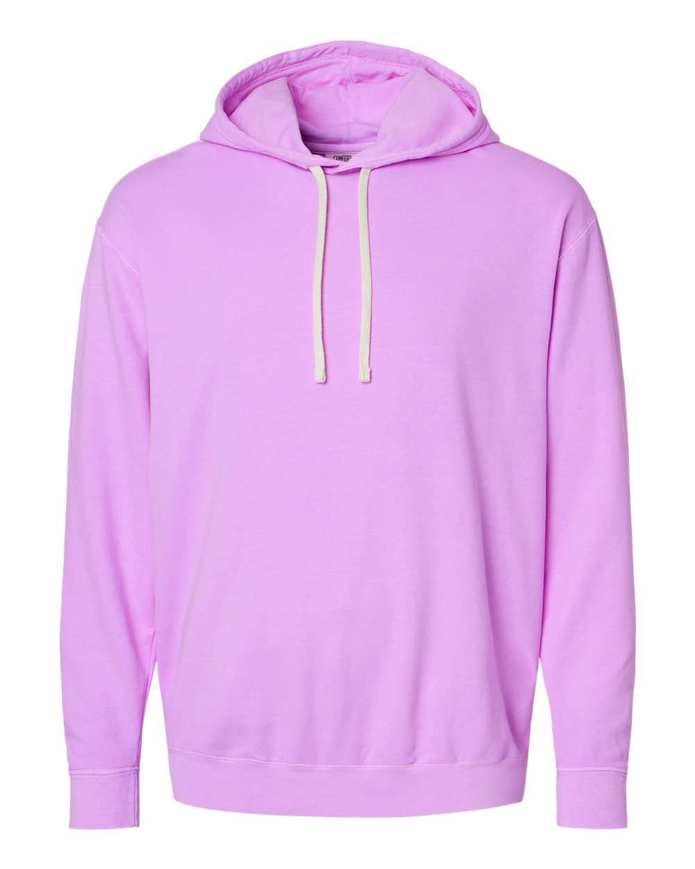 Front View of Neon Violet Garment-Dyed Lightweight Fleece Hooded Sweatshirt - 1467
