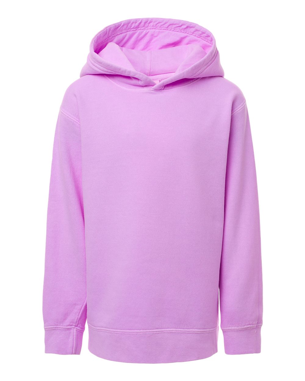 Front View of Neon Violet Garment-Dyed Youth Lightweight Fleece Hooded Sweatshirt - 1467Y
