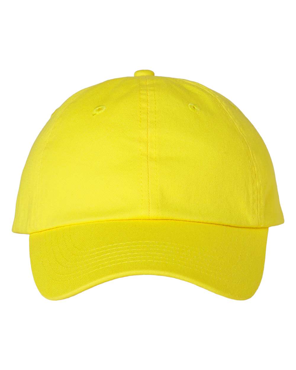 Front View of Neon Yellow Bio-Washed Classic Dad Hat - VC300A