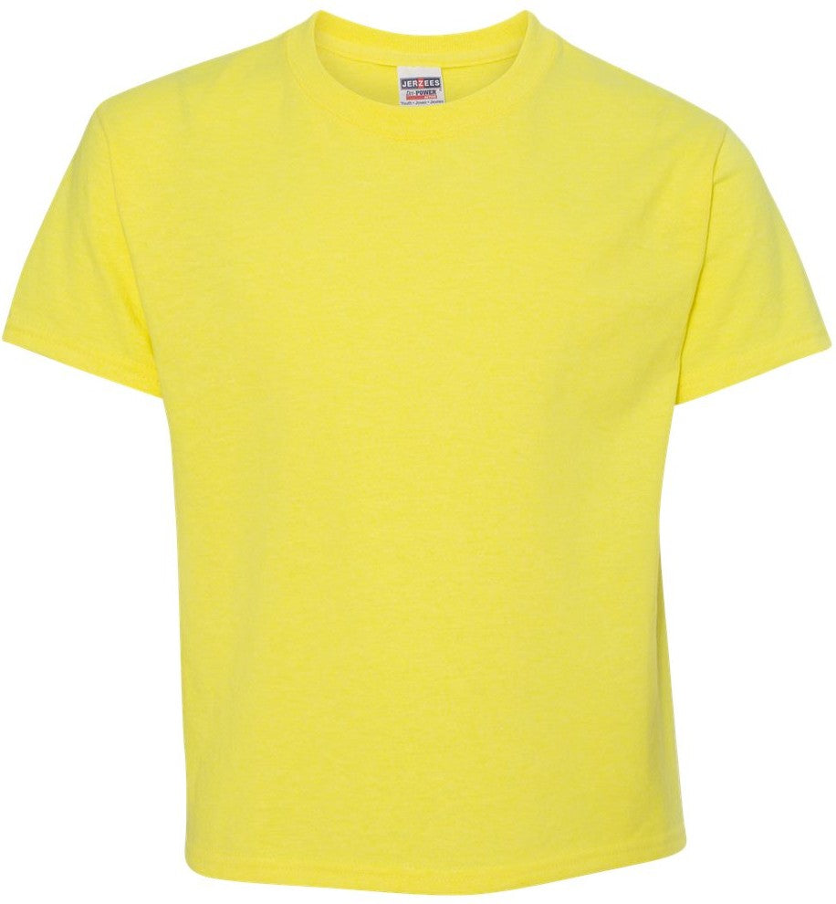 Front View of Neon Yellow Dri-Power® Youth 50/50 T-Shirt - 29BR