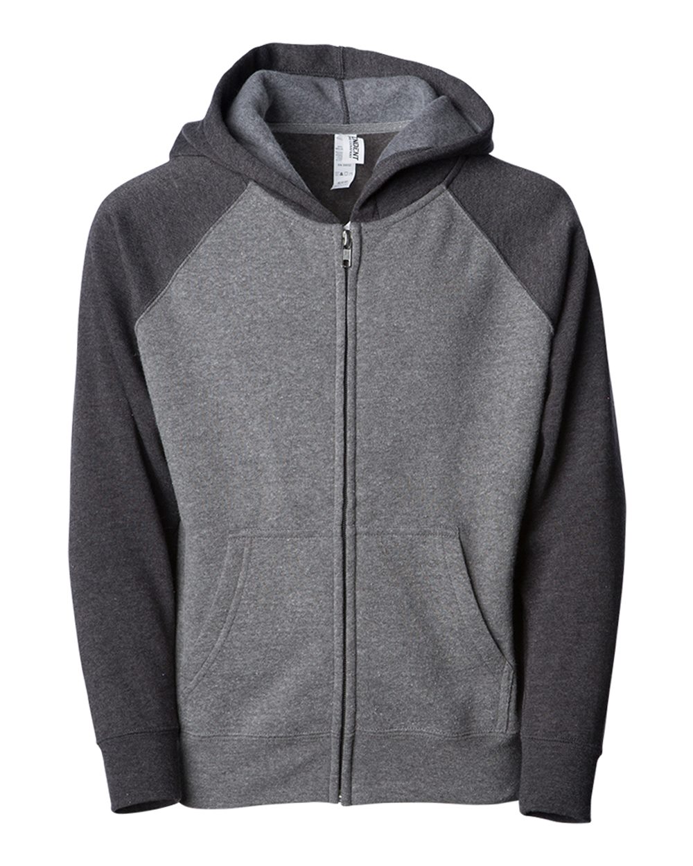 Front View of Nickel/ Carbon Toddler Lightweight Special Blend Raglan Zip Hood - PRM10TSBZ