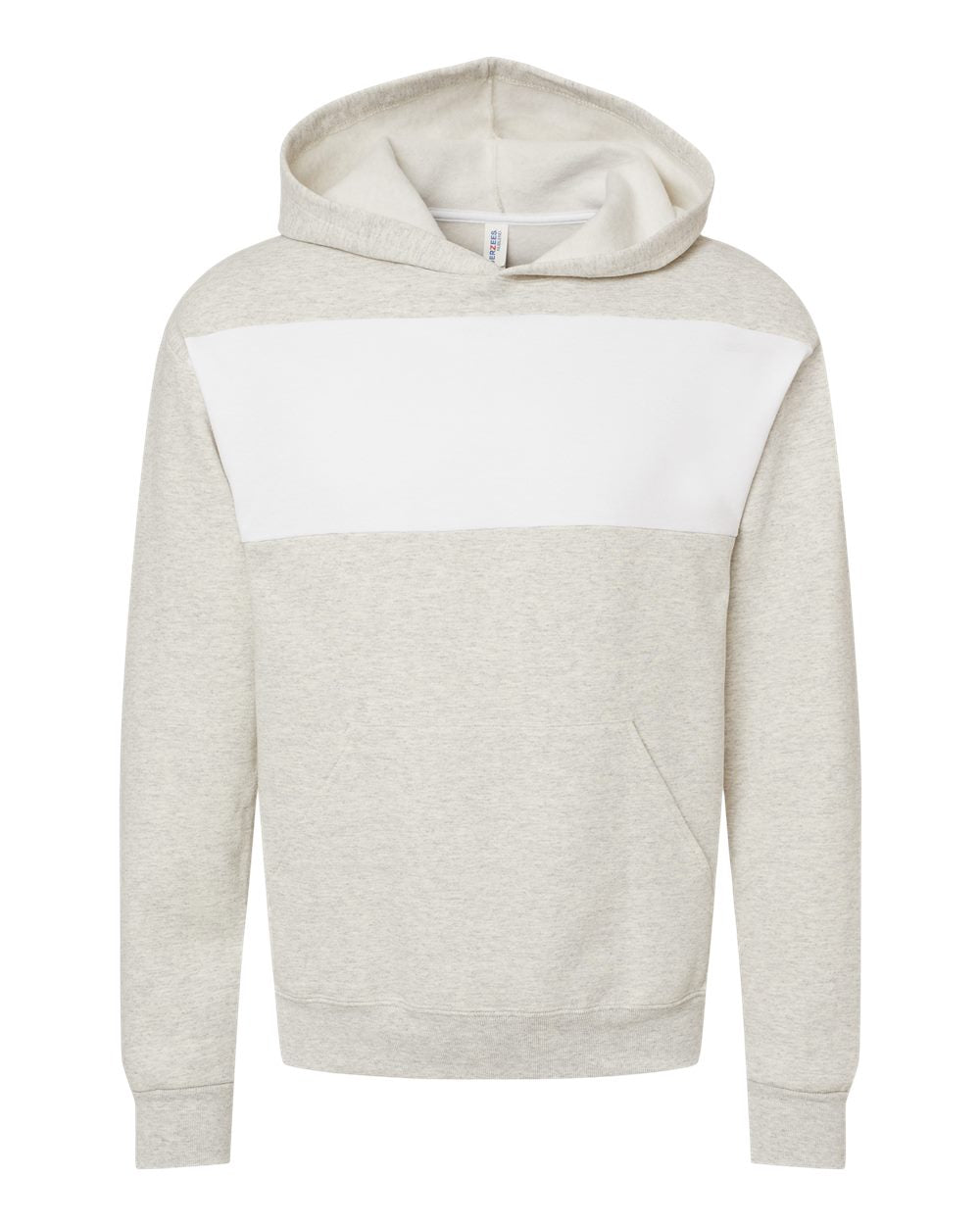 Front View of Oatmeal Heather/ White Nublend® Billboard Hooded Sweatshirt - 98CR