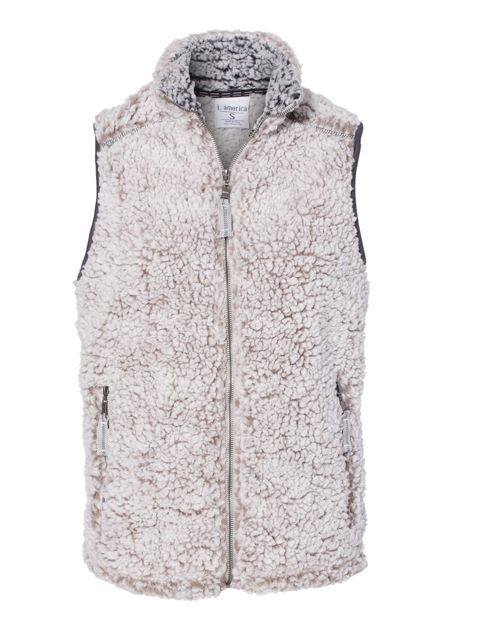 Front View of Oatmeal Heather Women’s Epic Sherpa Full-Zip Vest - 8456