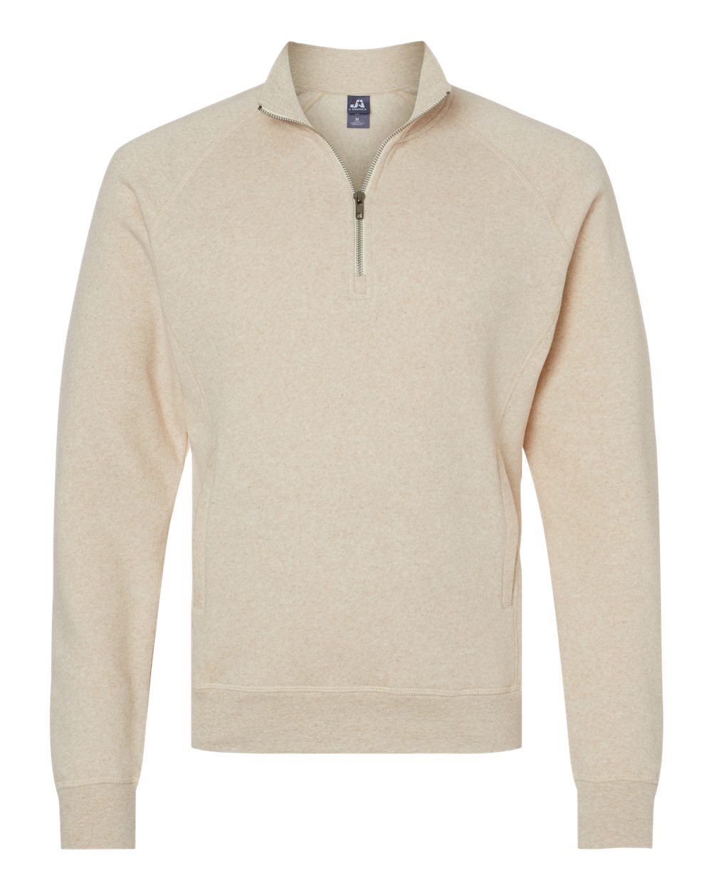 Front View of Oatmeal Triblend Triblend Quarter-Zip Sweatshirt - 8869