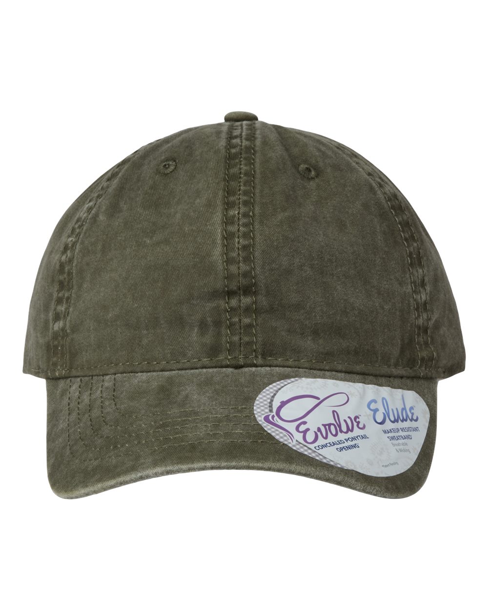 Front View of Olive/ Camo Women's Pigment-Dyed with Fashion Undervisor Cap - CASSIE