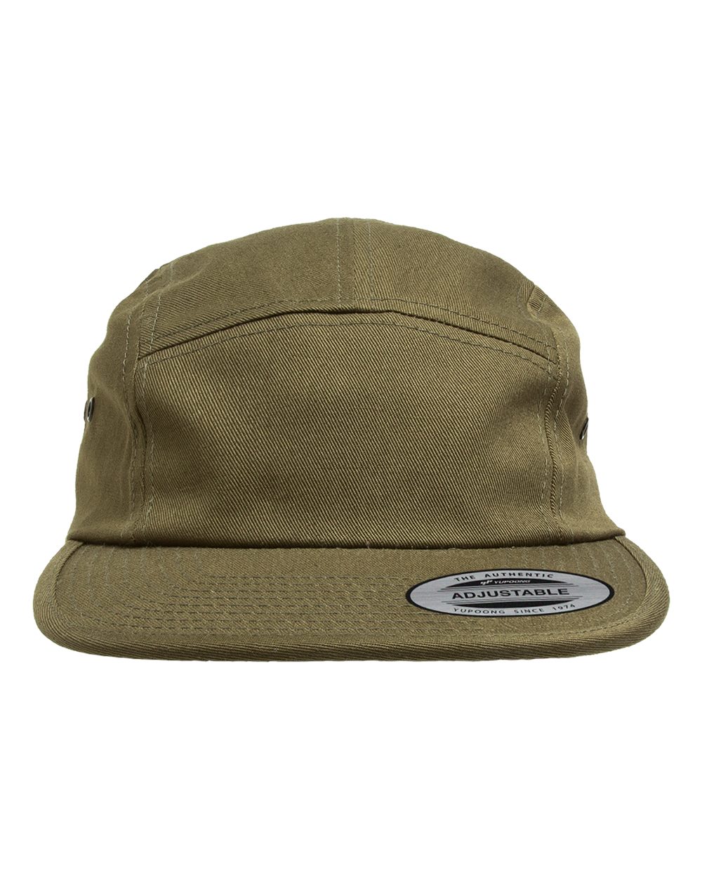 Front View of Olive Classic Jockey Flat Bill Cap - 7005