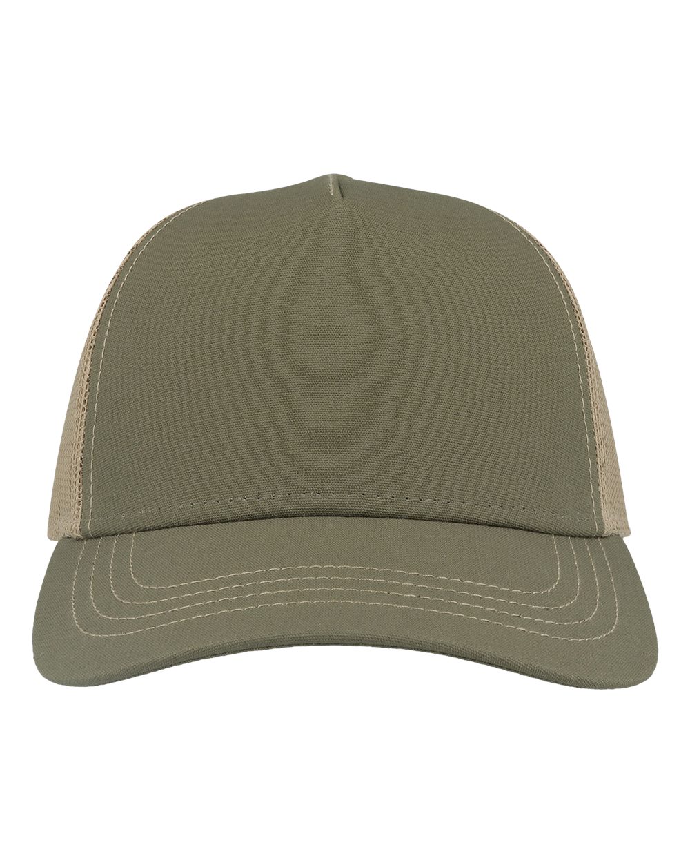 Front View of Olive Green/ Khaki Sustainable Canvas Cap - RAPPER