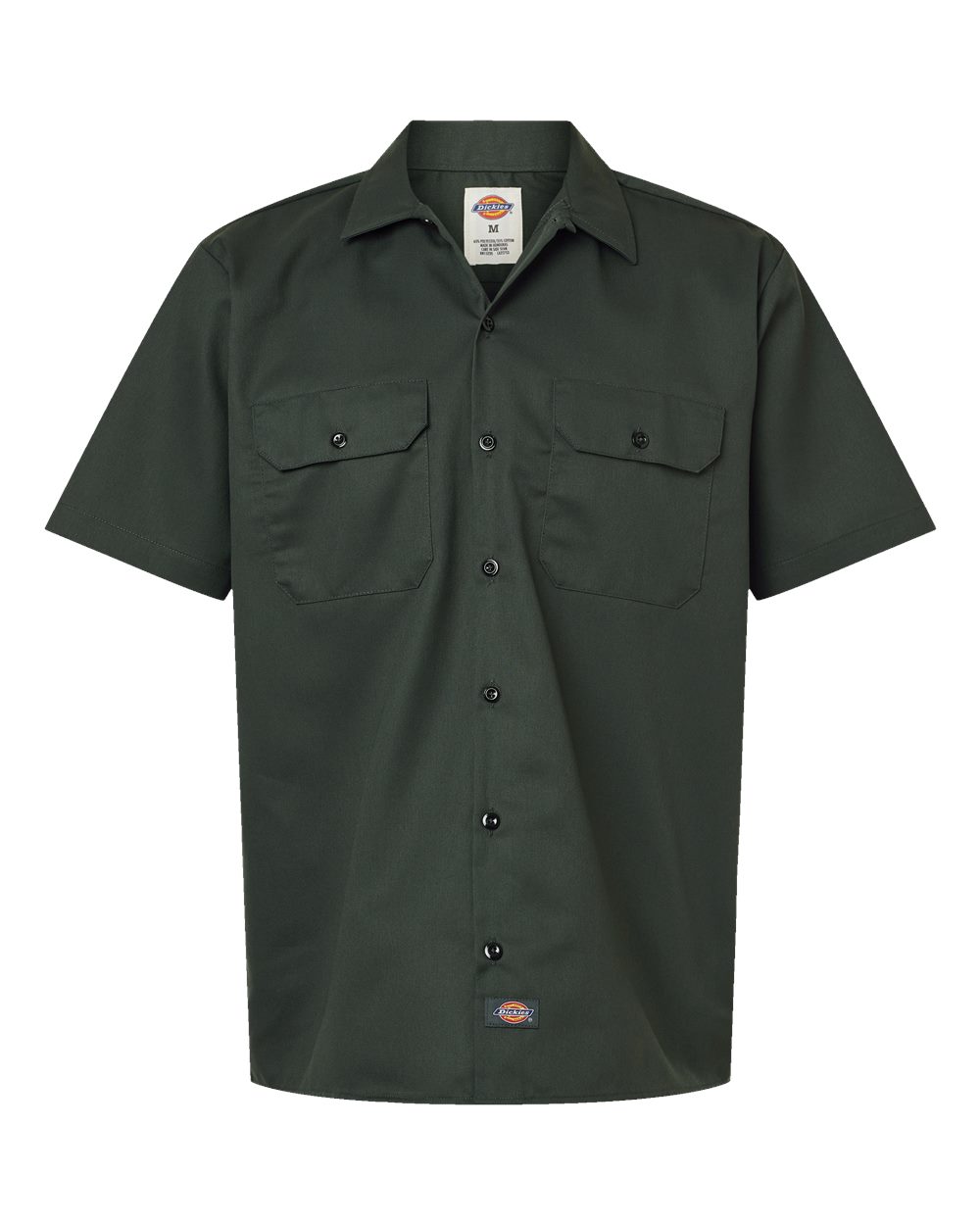Front View of Olive Green Short Sleeve Work Shirt - Tall Sizes - 2574T