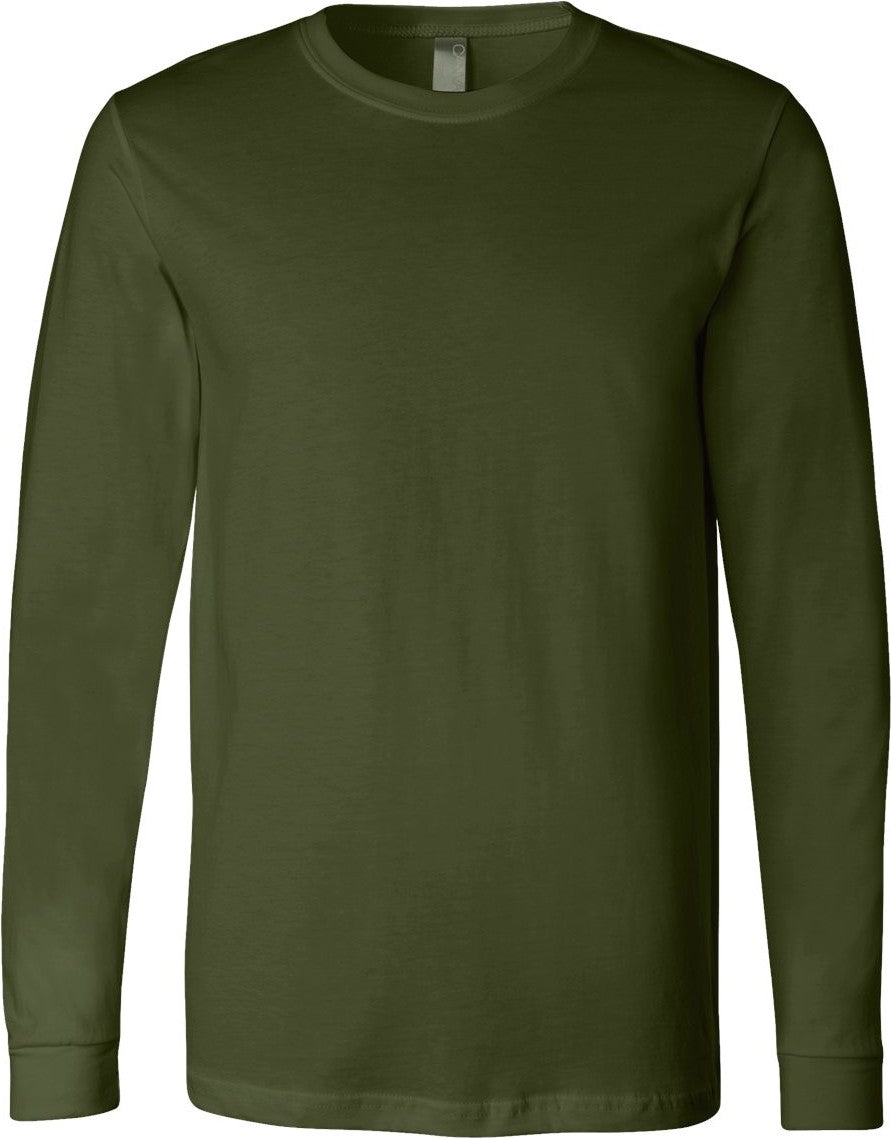 Front View of Olive Jersey Long Sleeve Tee - 3501