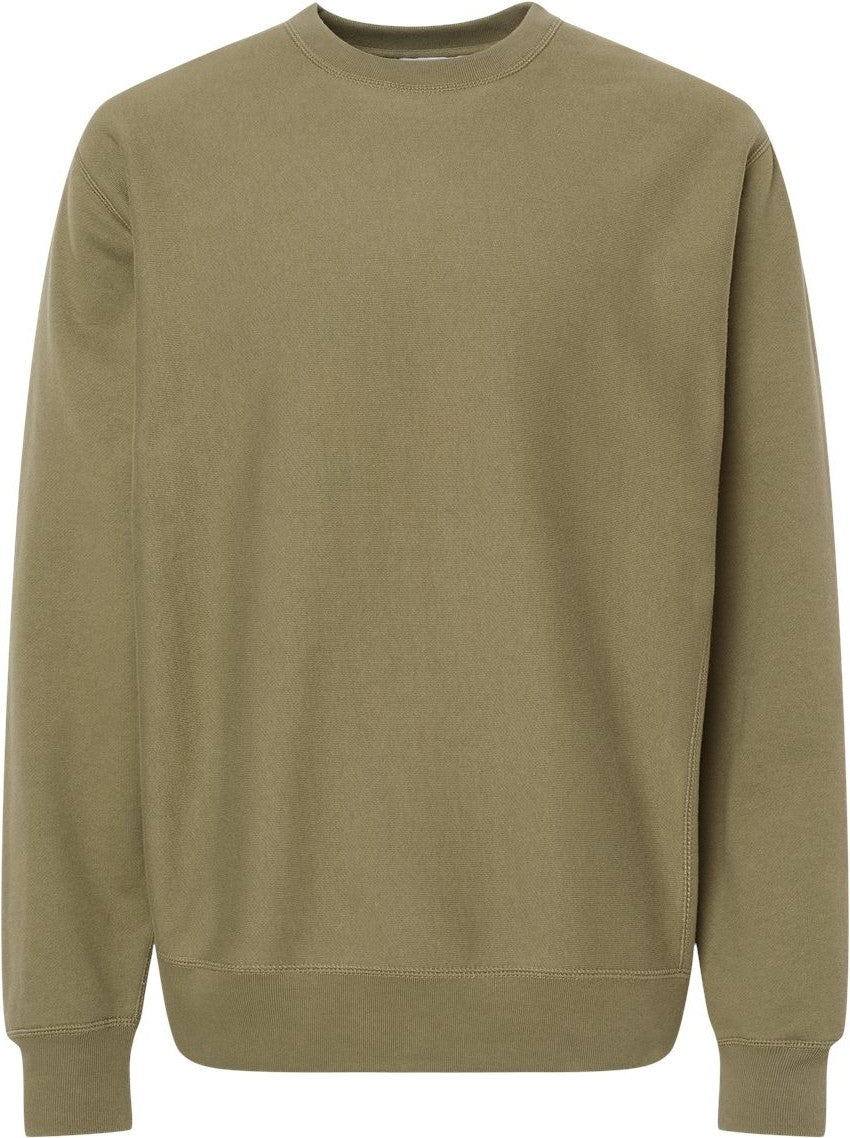 Front View of Olive Legend - Premium Heavyweight Cross-Grain Crewneck Sweatshirt - IND5000C