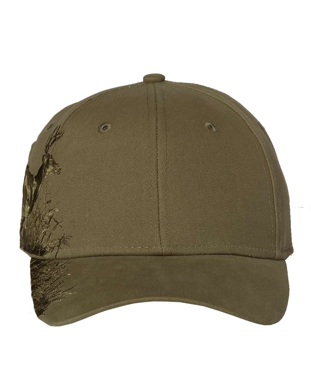 Front View of Olive Running Buck Cap - 3301