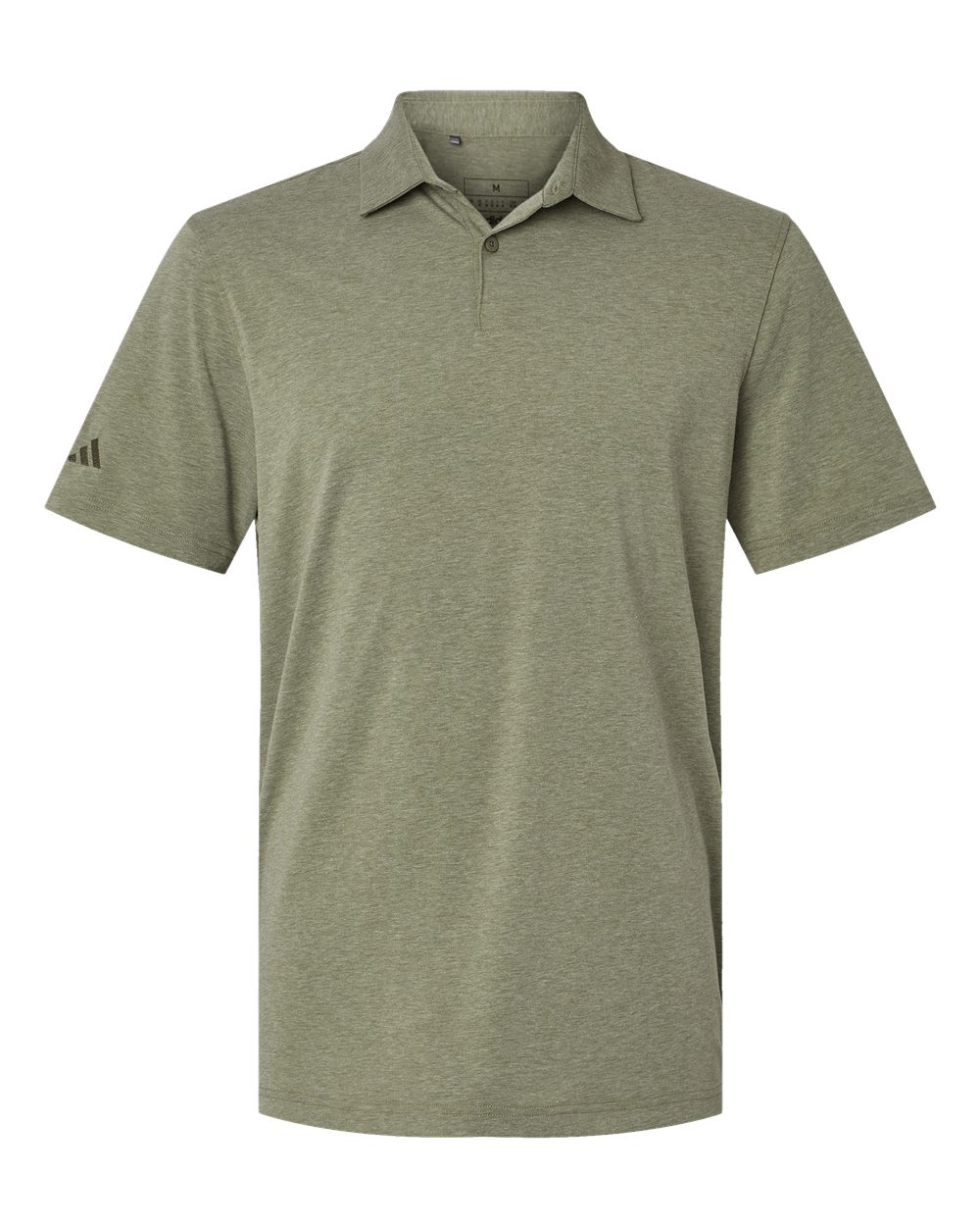 Front View of Olive Strata Melange Blend Polo - A590