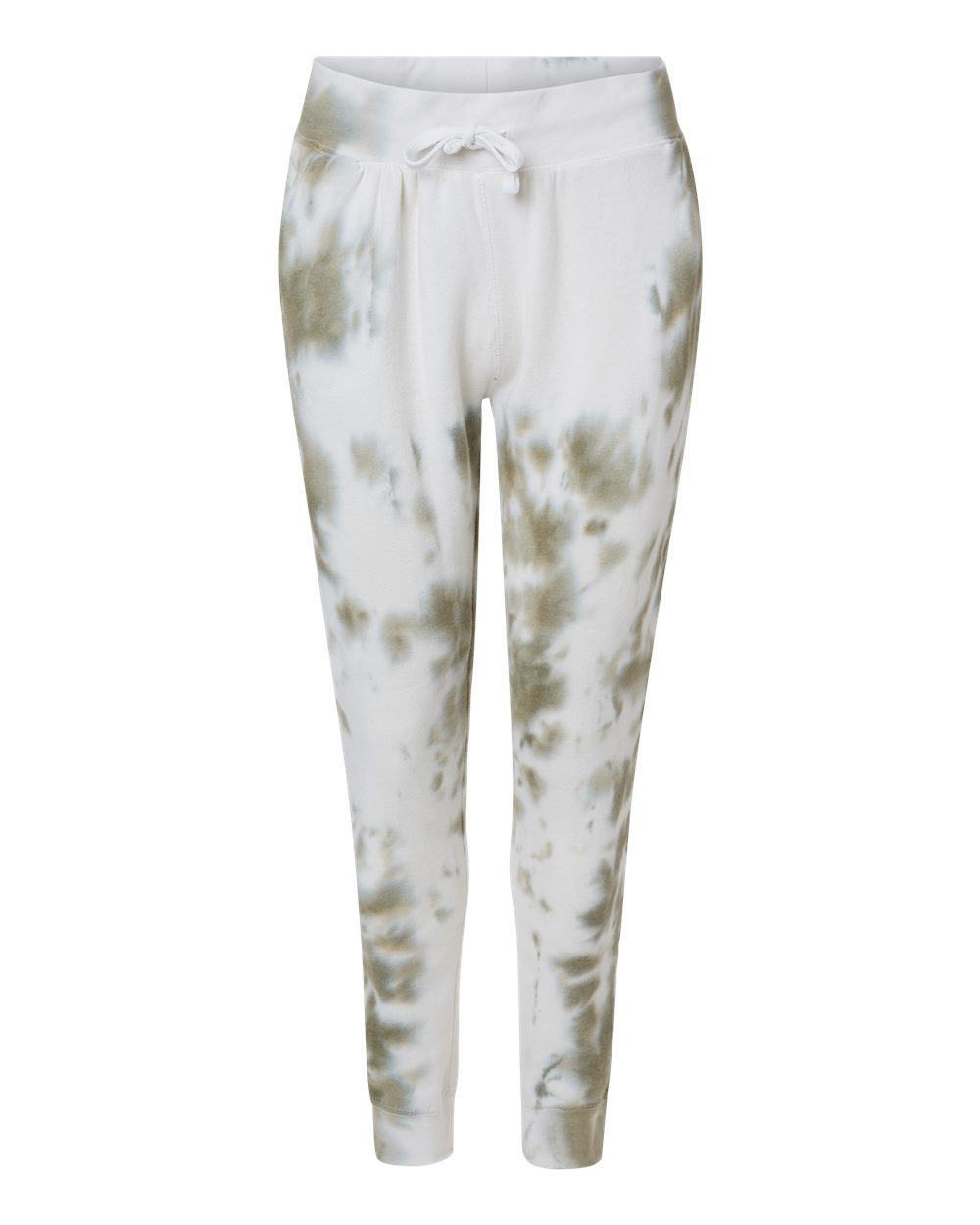 Front View of Olive Tie Dye Tie-Dyed Fleece Joggers - 8884